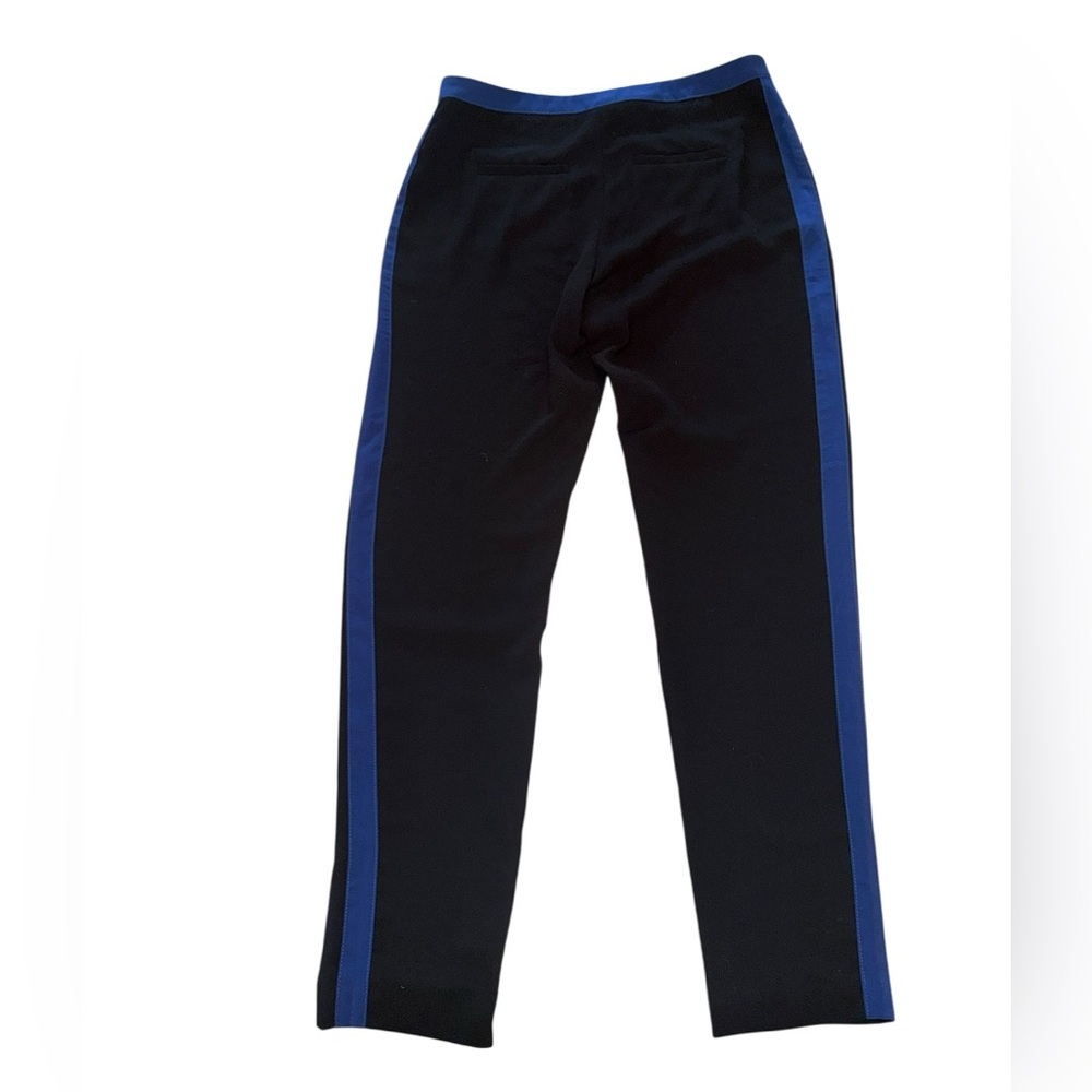 Leifsdottir Black Ankle Pants Blue Side Stripe Sz 6 Tailored Slim Fit - Picture 3 of 10